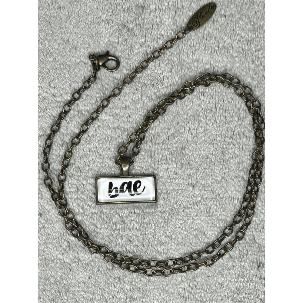Plunder Jewelry Bae Necklace Antique Brass Tone Pendant New in Box